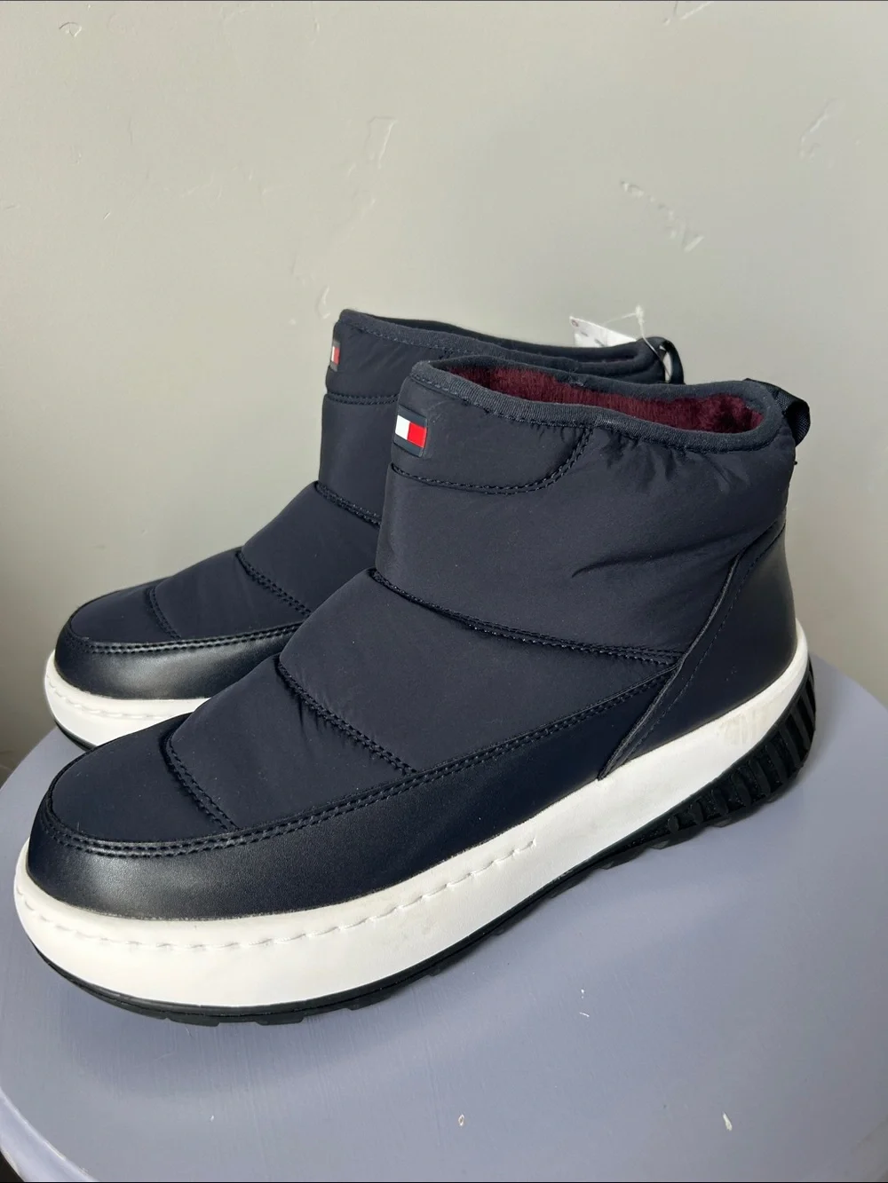 Tommy Hilfiger Tworono-C Navy Women Puffer Slip-On Ankle Boots Sz 9